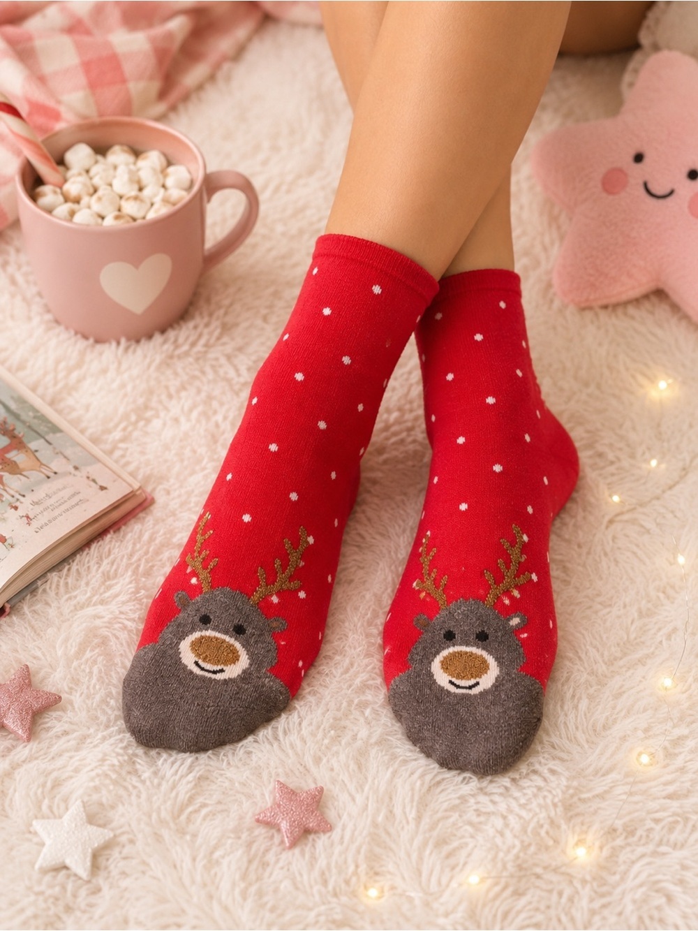 Reindeer socks womens kawaii cozy